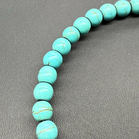 Love This Life Blue Beaded Bangle Bracelet Boho Minimalist Bohemian Silver Tone - Picture 4 of 5